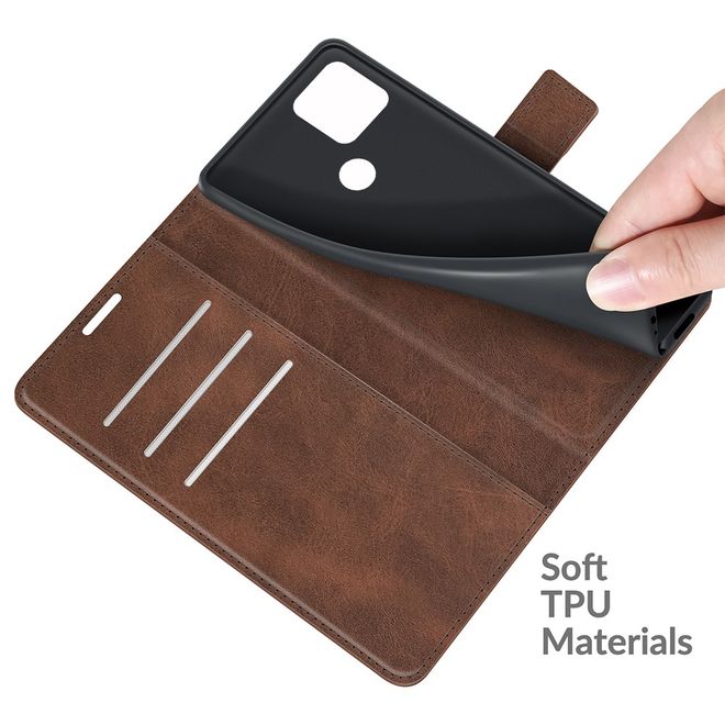 Google Pixel 5a Handy Hülle - Classic II Leder Bookcover Series - braun