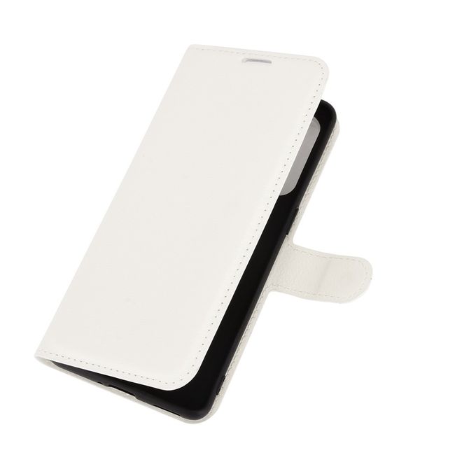 Oppo Find X3 Lite Handy Hülle - Litchi Leder Bookcover Series - weiss