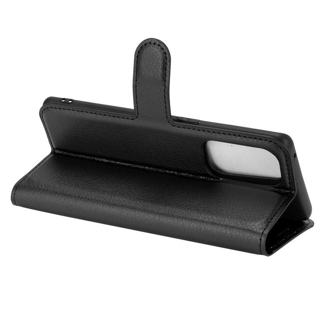 Oppo Find X3 Lite Handy Hülle - Litchi Leder Bookcover Series - schwarz