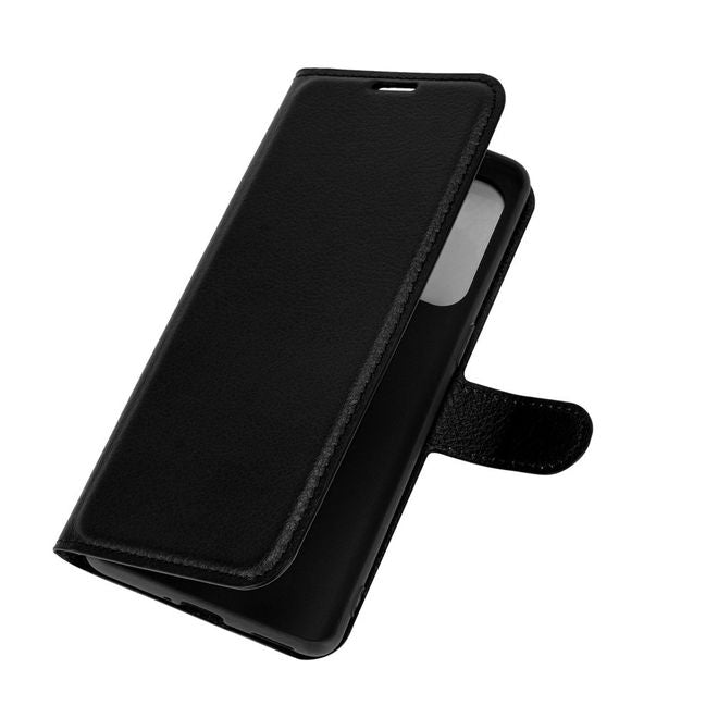 Oppo Find X3 Lite Handy Hülle - Litchi Leder Bookcover Series - schwarz