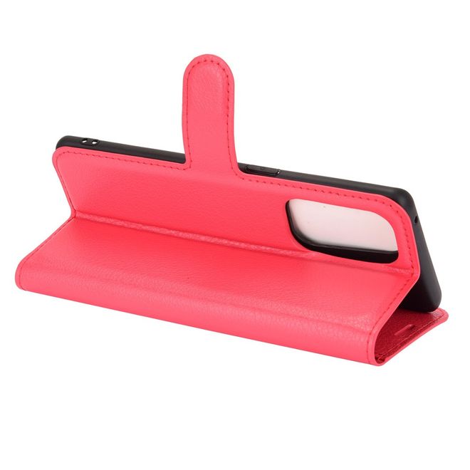 Oppo Find X3 Lite Handy Hülle - Litchi Leder Bookcover Series - rot