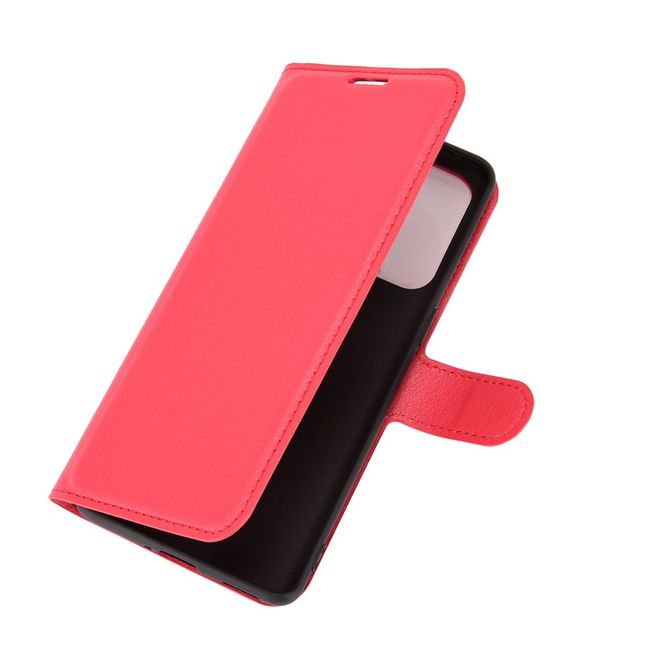 Oppo Find X3 Lite Handy Hülle - Litchi Leder Bookcover Series - rot