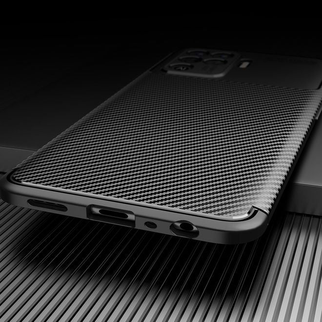 Oppo A94 Handyhülle - Carbon Fiber TPU Softcase Series - schwarz