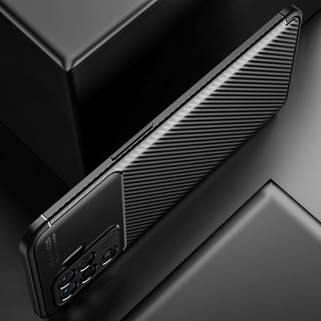 Oppo A94 Handyhülle - Carbon Fiber TPU Softcase Series - schwarz