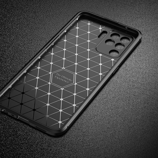 Oppo A94 Handyhülle - Carbon Fiber TPU Softcase Series - schwarz