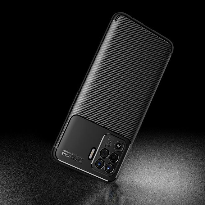 Oppo A94 Handyhülle - Carbon Fiber TPU Softcase Series - schwarz