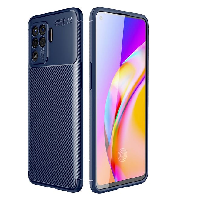 Oppo A94 Handyhülle - Carbon Fiber TPU Softcase Series - blau