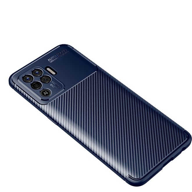 Oppo A94 Handyhülle - Carbon Fiber TPU Softcase Series - blau
