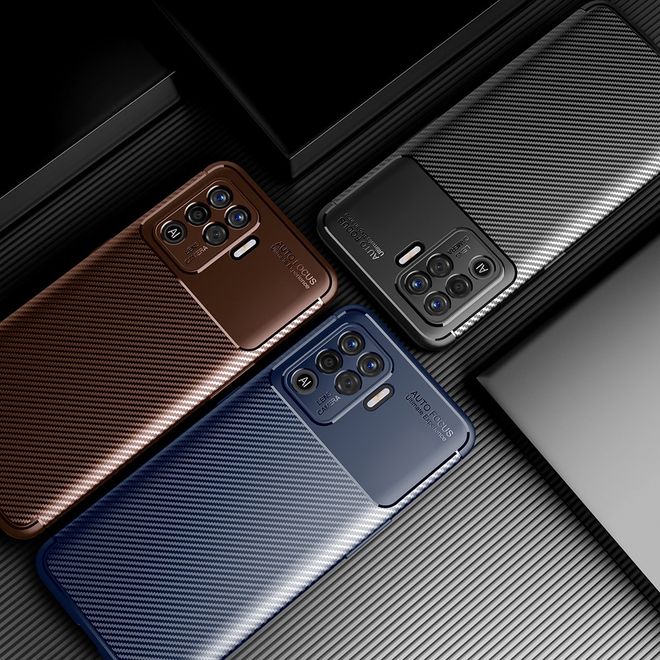 Oppo A94 Handyhülle - Carbon Fiber TPU Softcase Series - blau