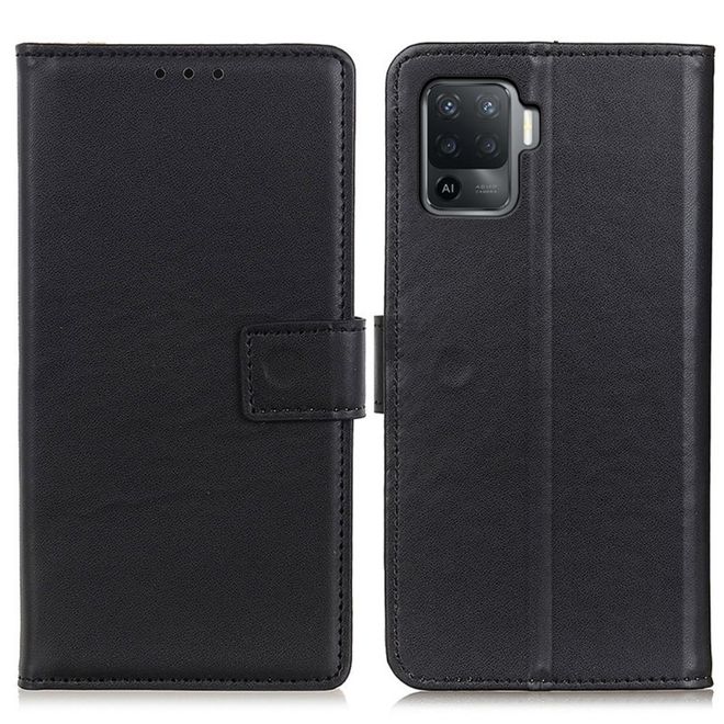 Oppo A94 Handy Hülle - Classic II Leder Bookcover Series - schwarz