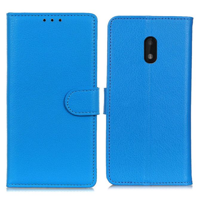 Nokia C1 Plus Handy Hülle - Litchi Leder Bookcover Series - blau
