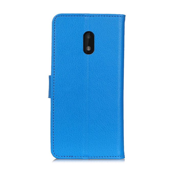 Nokia C1 Plus Handy Hülle - Litchi Leder Bookcover Series - blau