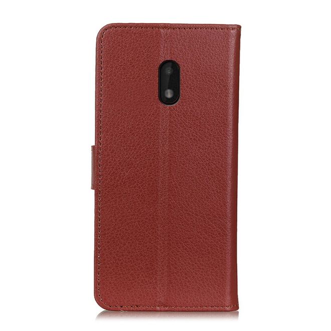 Nokia C1 Plus Handy Hülle - Litchi Leder Bookcover Series - braun