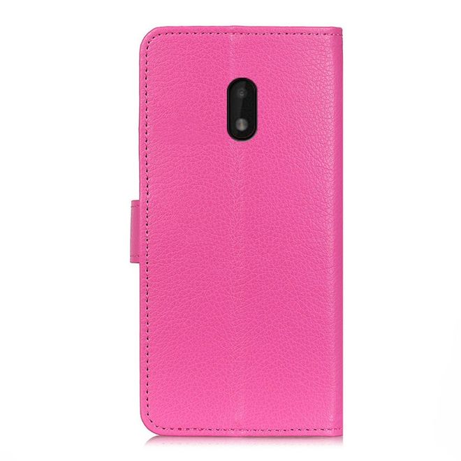 Nokia C1 Plus Handy Hülle - Litchi Leder Bookcover Series - rosa