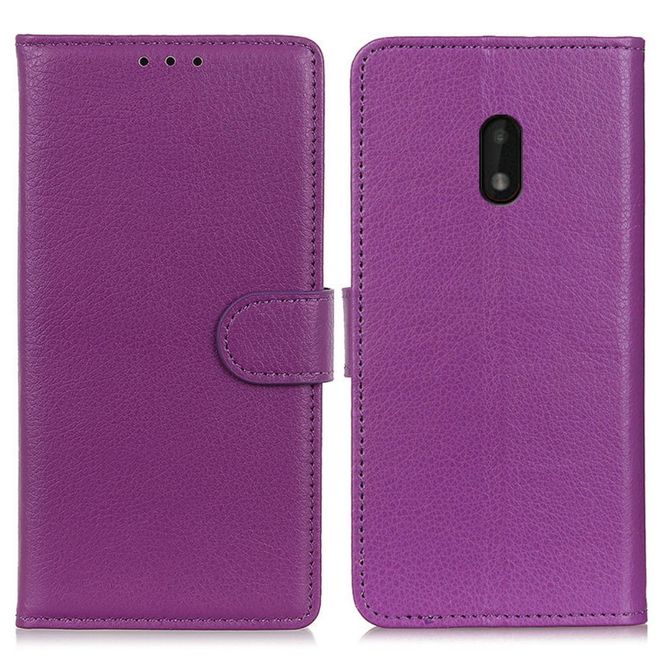 Nokia C1 Plus Handy Hülle - Litchi Leder Bookcover Series - purpur