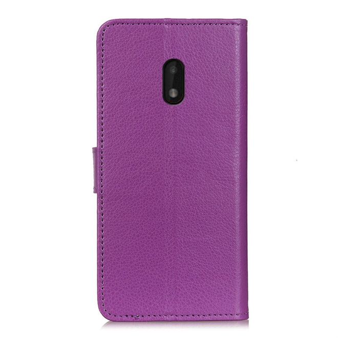 Nokia C1 Plus Handy Hülle - Litchi Leder Bookcover Series - purpur