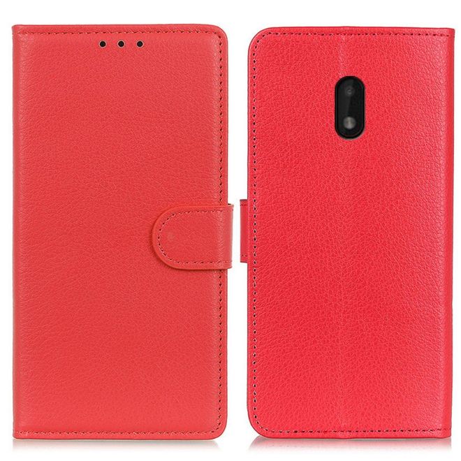 Nokia C1 Plus Handy Hülle - Litchi Leder Bookcover Series - rot
