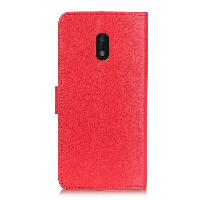 Nokia C1 Plus Handy Hülle - Litchi Leder Bookcover Series - rot