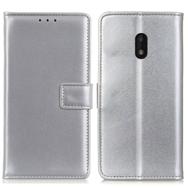 Nokia C1 Plus Handy Hülle - Classic II Leder Bookcover Series - silber