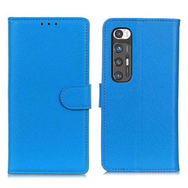 Xiaomi Mi 10S Handy Hülle - Litchi Leder Bookcover Series - blau