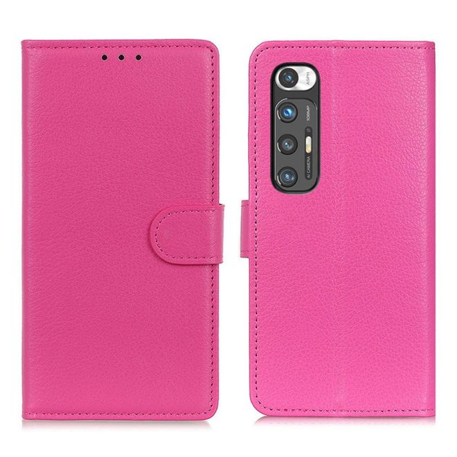 Xiaomi Mi 10S Handy Hülle - Litchi Leder Bookcover Series - rosa