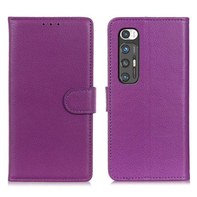 Xiaomi Mi 10S Handy Hülle - Litchi Leder Bookcover Series - purpur