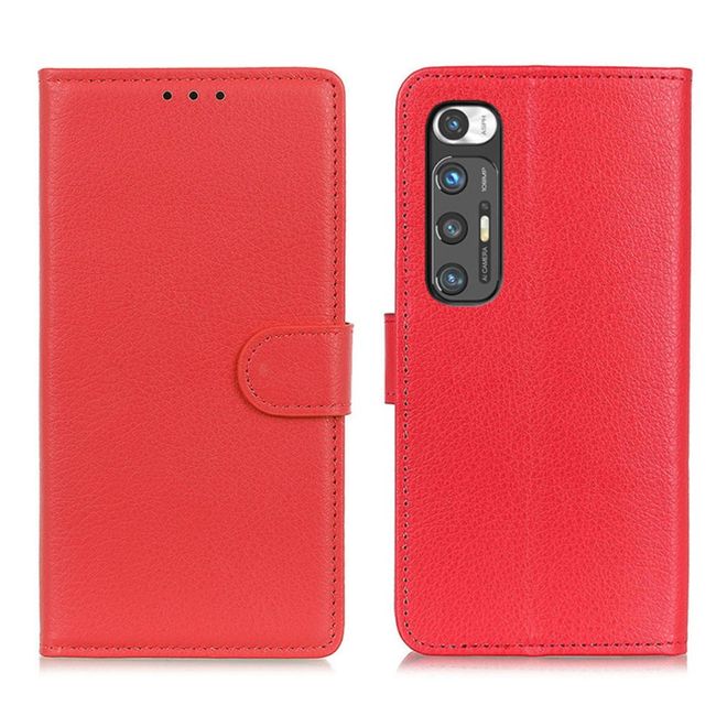 Xiaomi Mi 10S Handy Hülle - Litchi Leder Bookcover Series - rot