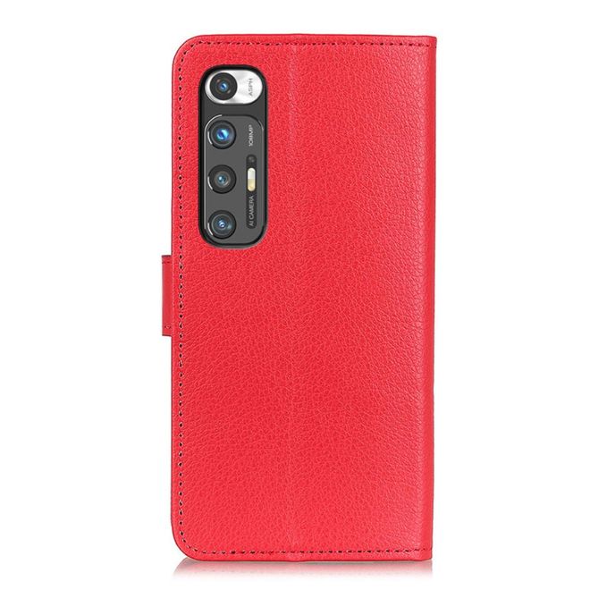 Xiaomi Mi 10S Handy Hülle - Litchi Leder Bookcover Series - rot