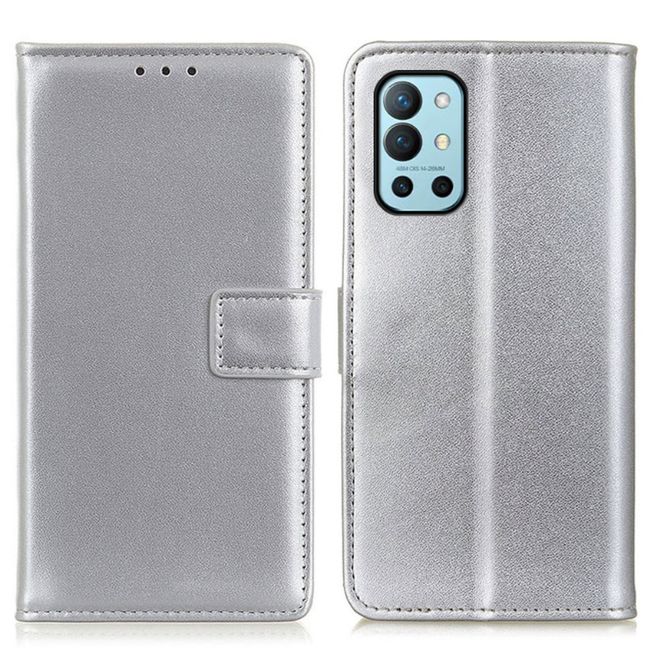 OnePlus 9R Handy Hülle - Classic II Leder Bookcover Series - silber