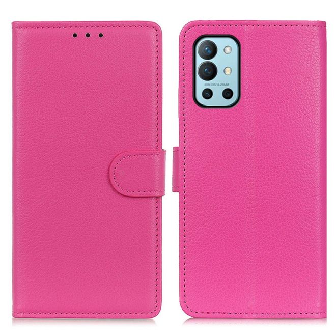 OnePlus 9R Handy Hülle - Litchi Leder Bookcover Series - rosa