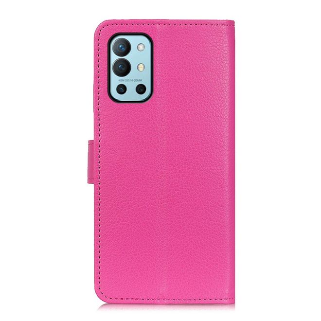 OnePlus 9R Handy Hülle - Litchi Leder Bookcover Series - rosa