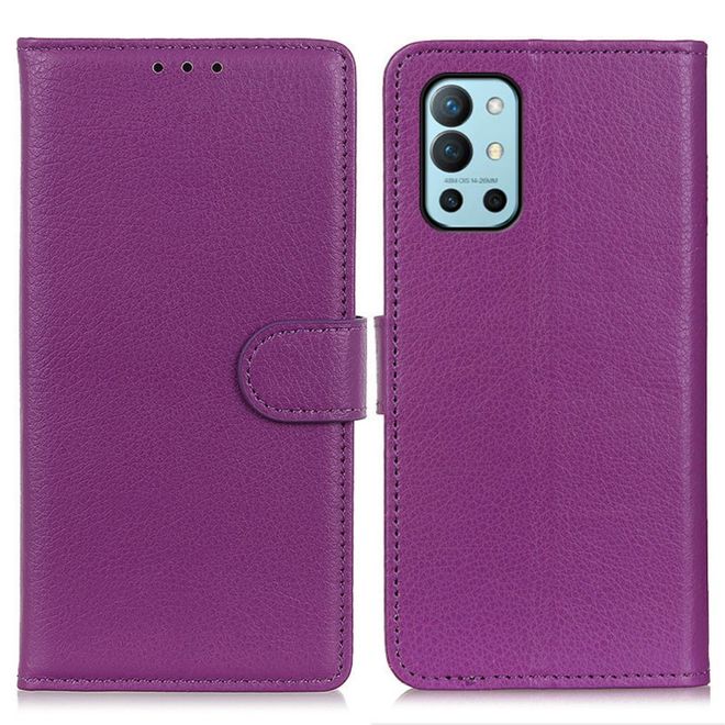 OnePlus 9R Handy Hülle - Litchi Leder Bookcover Series - purpur