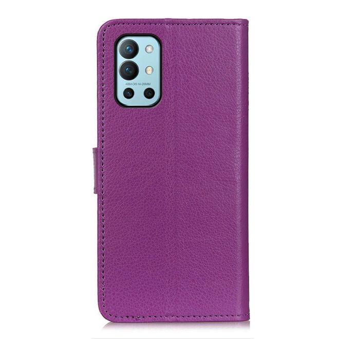 OnePlus 9R Handy Hülle - Litchi Leder Bookcover Series - purpur