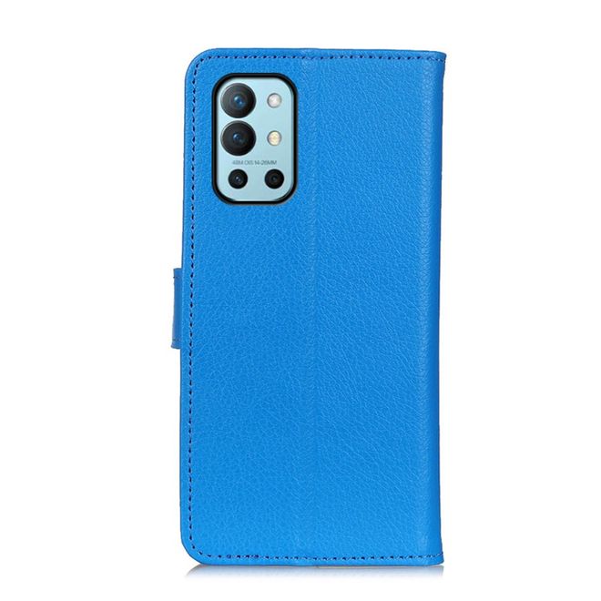 OnePlus 9R Handy Hülle - Litchi Leder Bookcover Series - blau