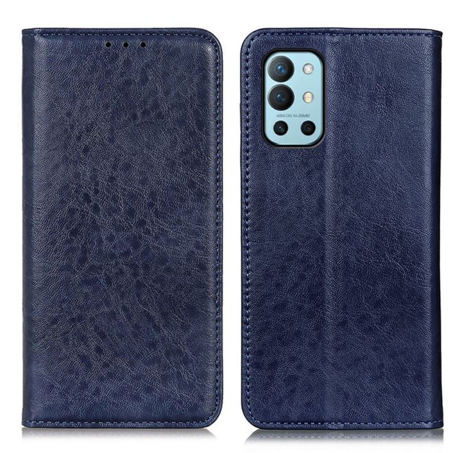 OnePlus 9R Handy Hülle - Crazy Horse V Leder Bookcover Series - blau