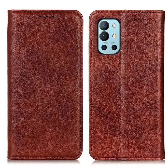 OnePlus 9R Handy Hülle - Crazy Horse V Leder Bookcover Series - braun