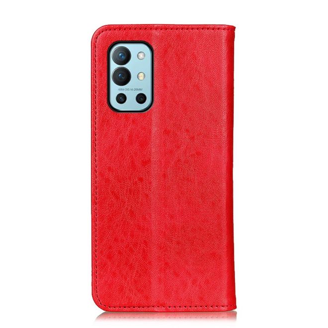 OnePlus 9R Handy Hülle - Crazy Horse V Leder Bookcover Series - rot