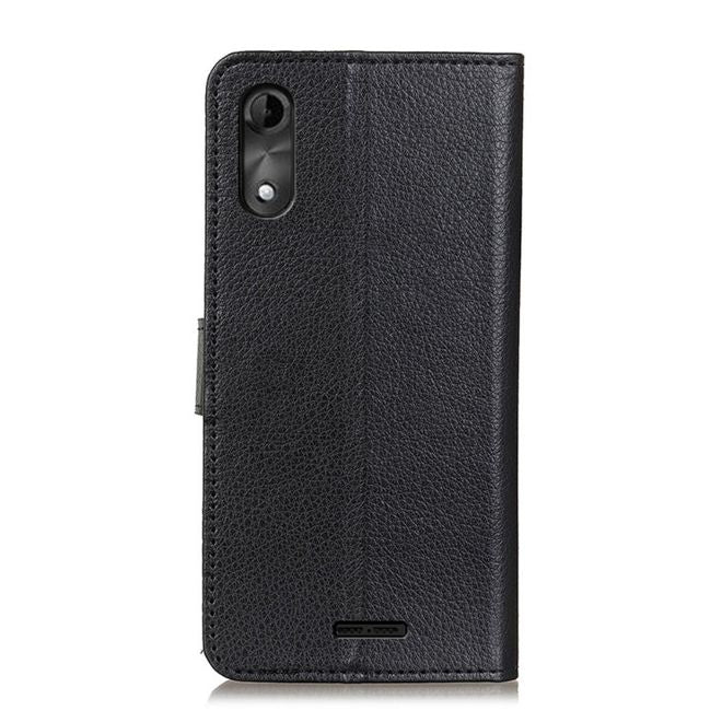 Wiko Y51 Handy Hülle - Litchi Leder Bookcover Series - schwarz