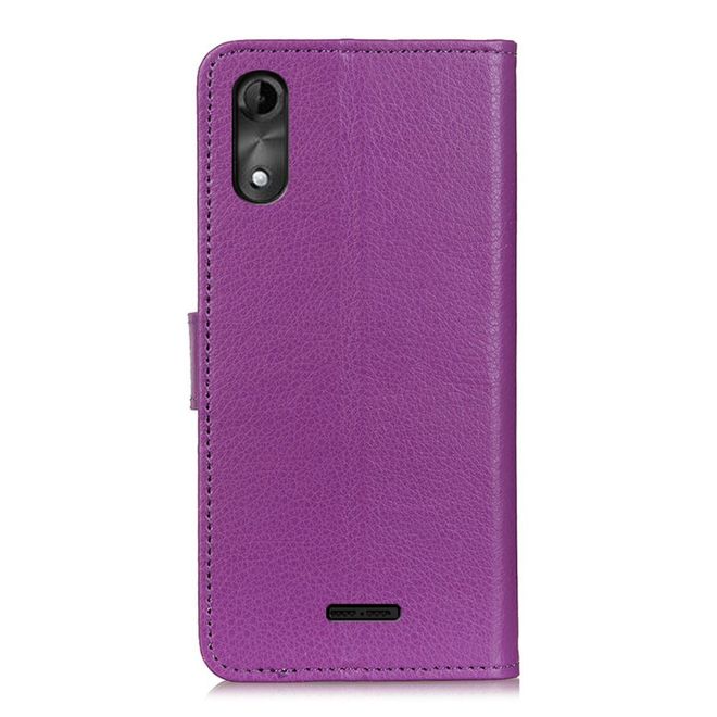 Wiko Y51 Handy Hülle - Litchi Leder Bookcover Series - purpur