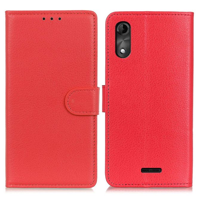 Wiko Y51 Handy Hülle - Litchi Leder Bookcover Series - rot