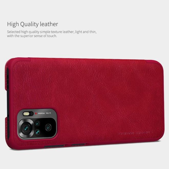 Nillkin - Xiaomi Redmi Note 10 4G Hülle - Leder Book Case - Qin Series - rot