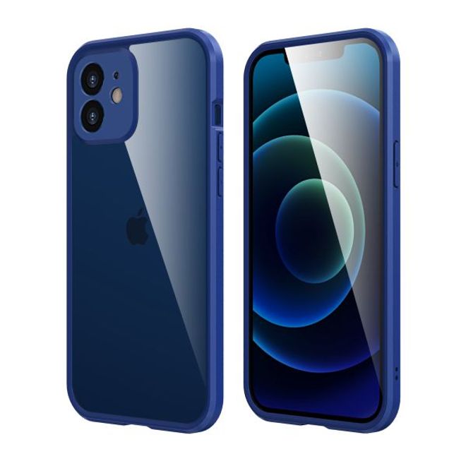 iPhone 12 mini - Coque de protection à 360° avec système de fermeture à clic - Bleu marine