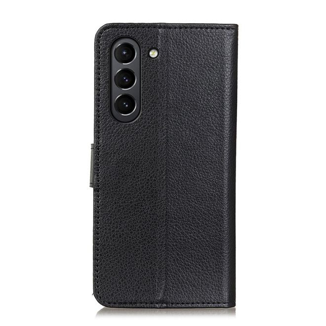Samsung Galaxy S21 FE Handy Hülle - Litchi Leder Bookcover Series - schwarz