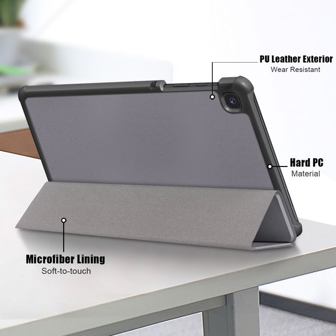 Samsung Galaxy Tab A7 Lite 8.7 Leder Hülle - dreifach faltbar - grau