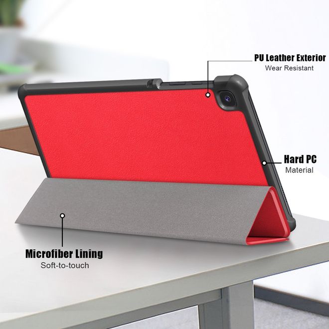 Samsung Galaxy Tab A7 Lite 8.7 Leder Hülle - dreifach faltbar - rot