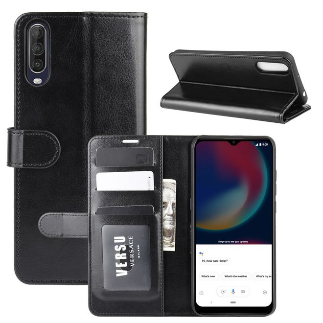Wiko View 4 / View 4 Lite Handyhülle - Crazy Horse Leder Bookcover Series - schwarz
