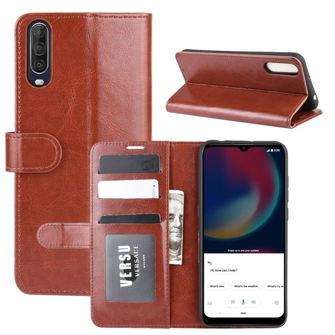Wiko View 4 / View 4 Lite Handyhülle - Crazy Horse Leder Bookcover Series - braun