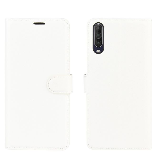 Wiko View 4 / View 4 Lite Handy Hülle - Litchi Leder Bookcover Series - weiss