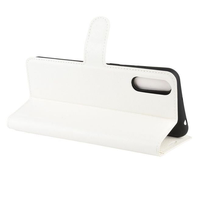Wiko View 4 / View 4 Lite Handy Hülle - Litchi Leder Bookcover Series - weiss