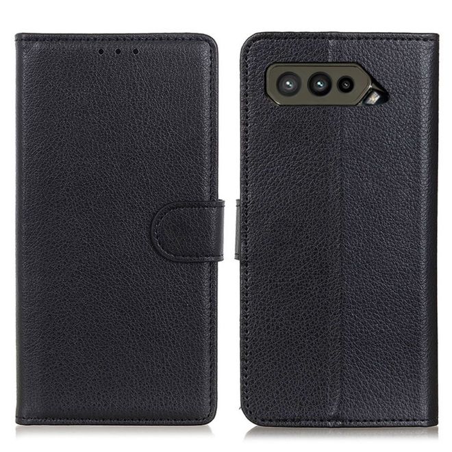Asus ROG Phone 5 Handy Hülle - Litchi Leder Bookcover Series - schwarz